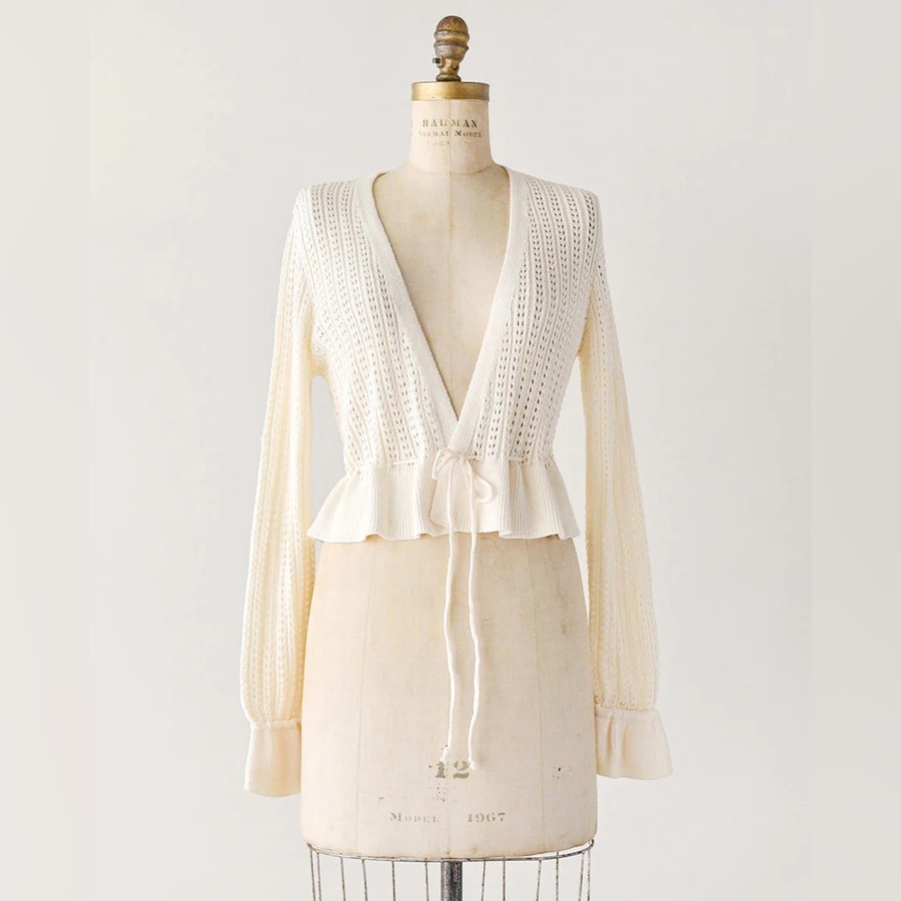 NWOT - Adored Vintage - A Way With Words - Tie Waist Cardigan - Cream - L
